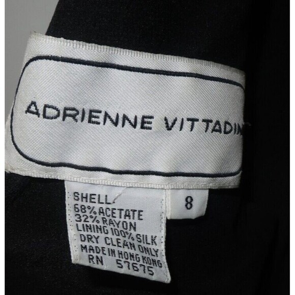 Vintage Adrienne Vittadini Black Open Back & Rhinestone Dress Class LBD Size 8 - Picture 7 of 10